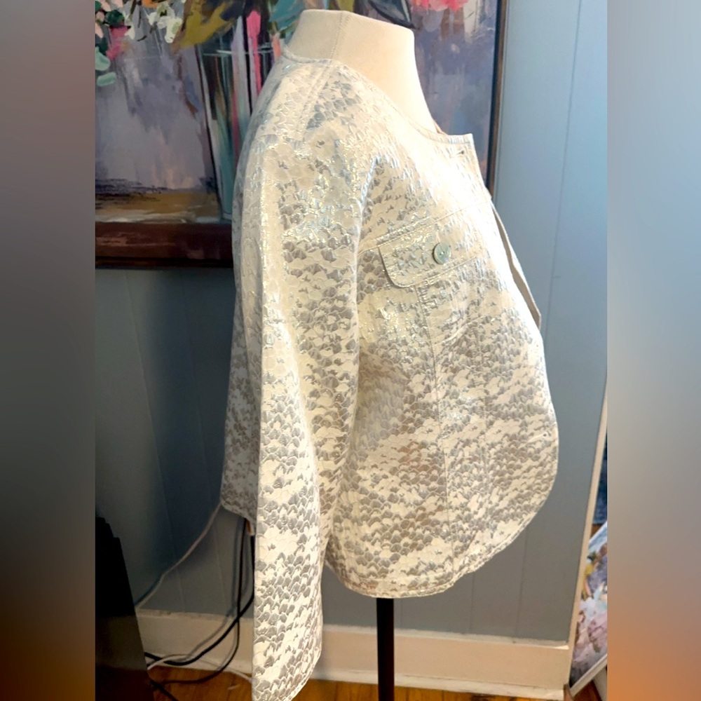 Ruby Rd. Size 12 Silver Lightweight Jacket - Picture 2 of 4